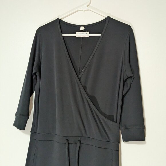 Hernest Project Wrap V-Neck 3/4 Sleeve Jumpsuit Loungewear Black Size Small - Picture 2 of 6